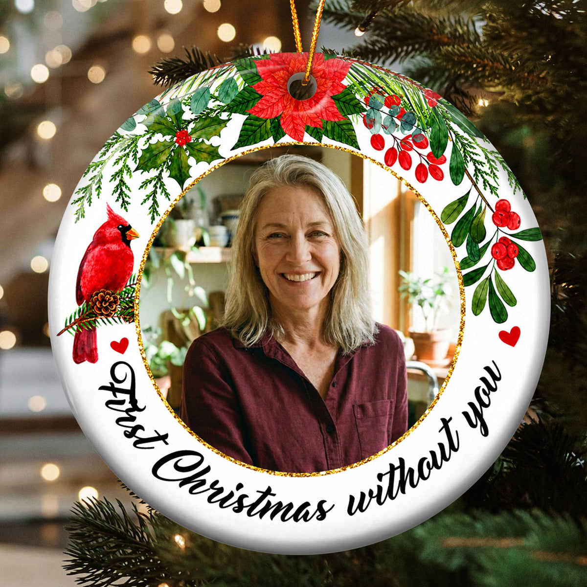 Memorial First Christmas Without Custom Photo - Personalized Ornament