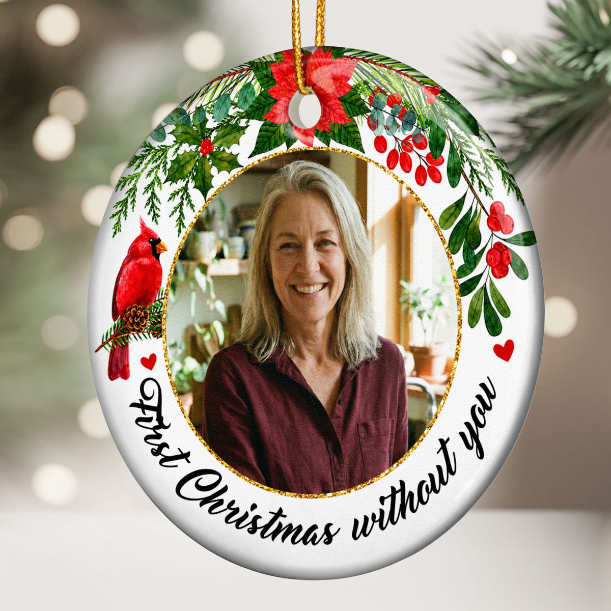 Memorial First Christmas Without Custom Photo - Personalized Ornament