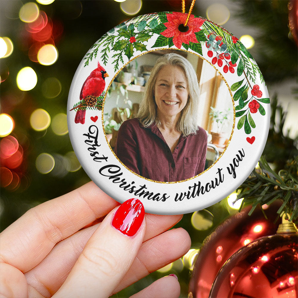 Memorial First Christmas Without Custom Photo - Personalized Ornament