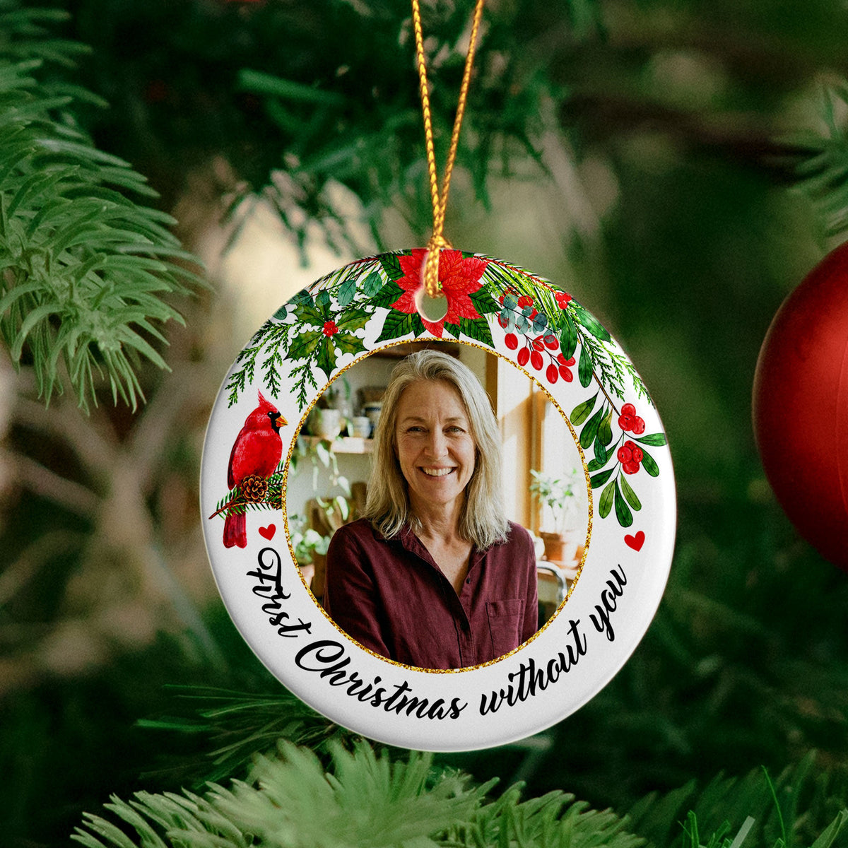 Memorial First Christmas Without Custom Photo - Personalized Ornament