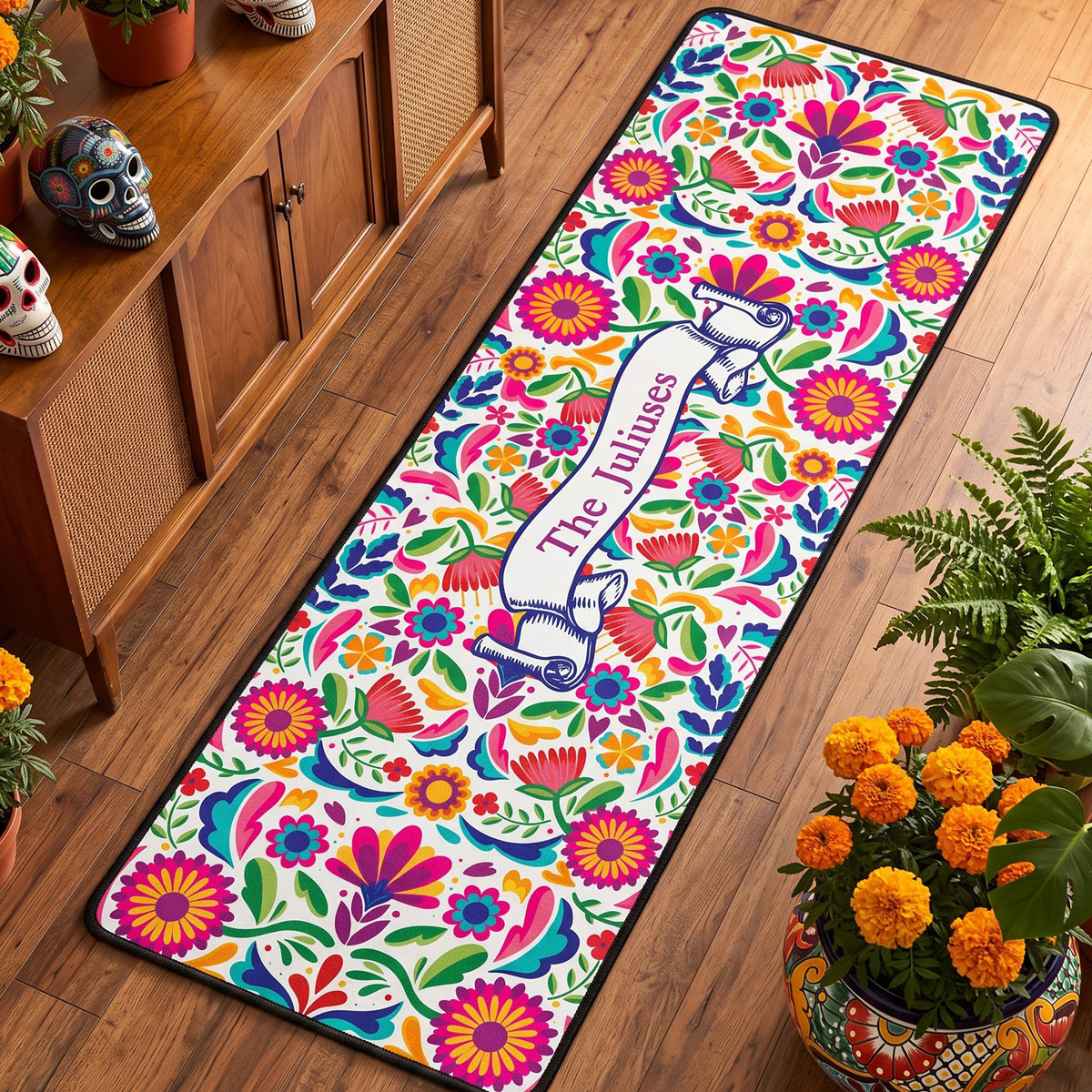 Mexican Cinco De Mayo Floral - Personalized Runner Rug
