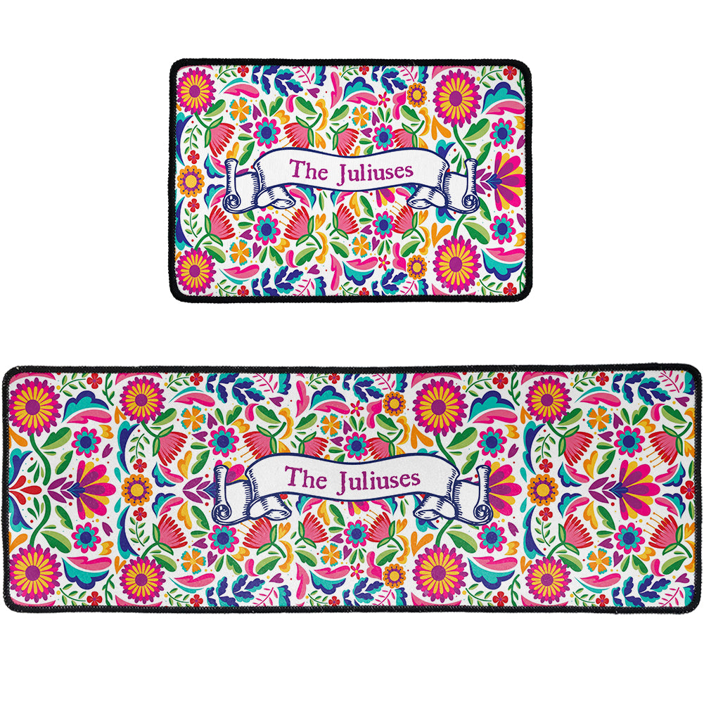 Mexican Cinco De Mayo Floral - Personalized Runner Rug