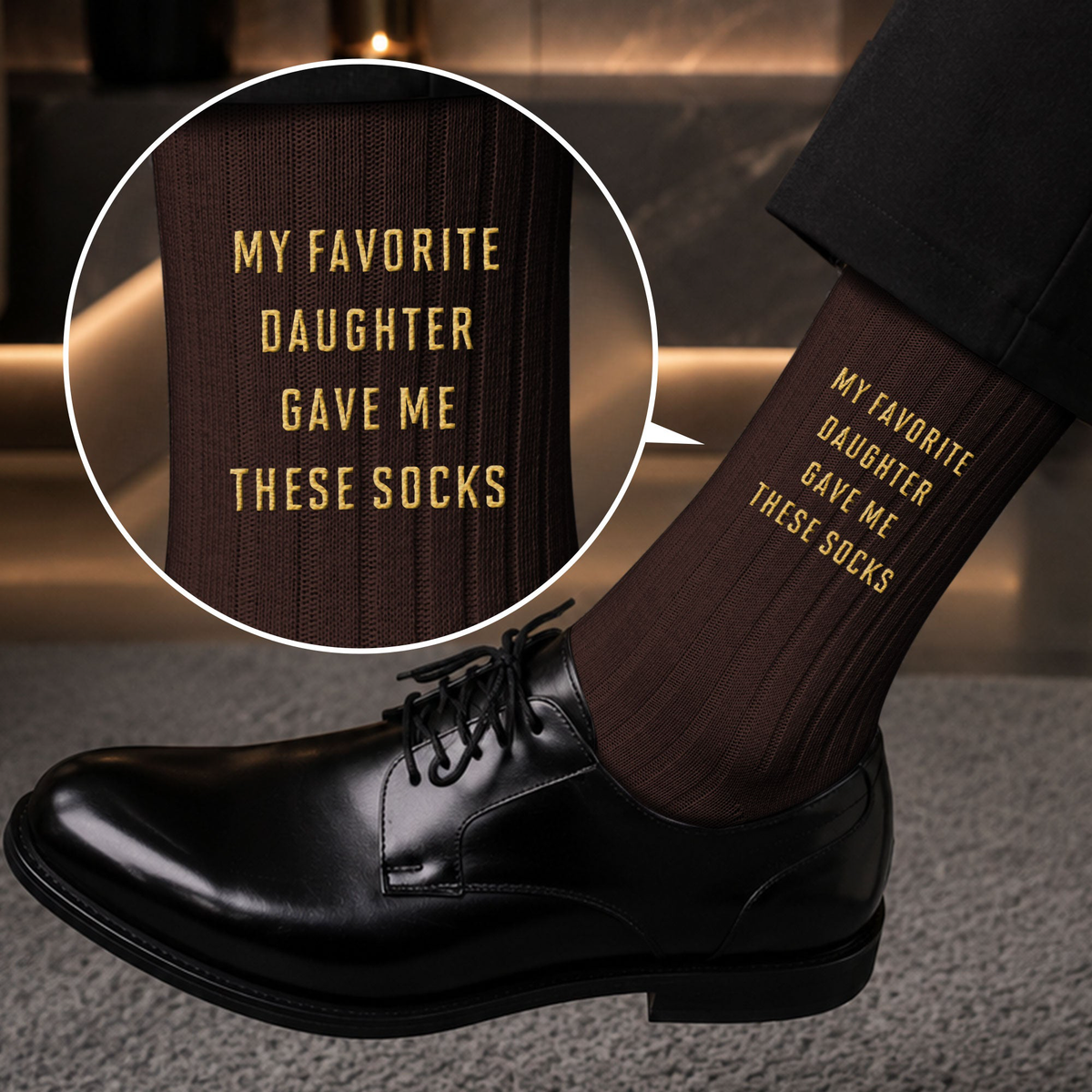 My Favorite Daughter Gave Me These Socks Custom Initial Embroidered - Personalized Socks