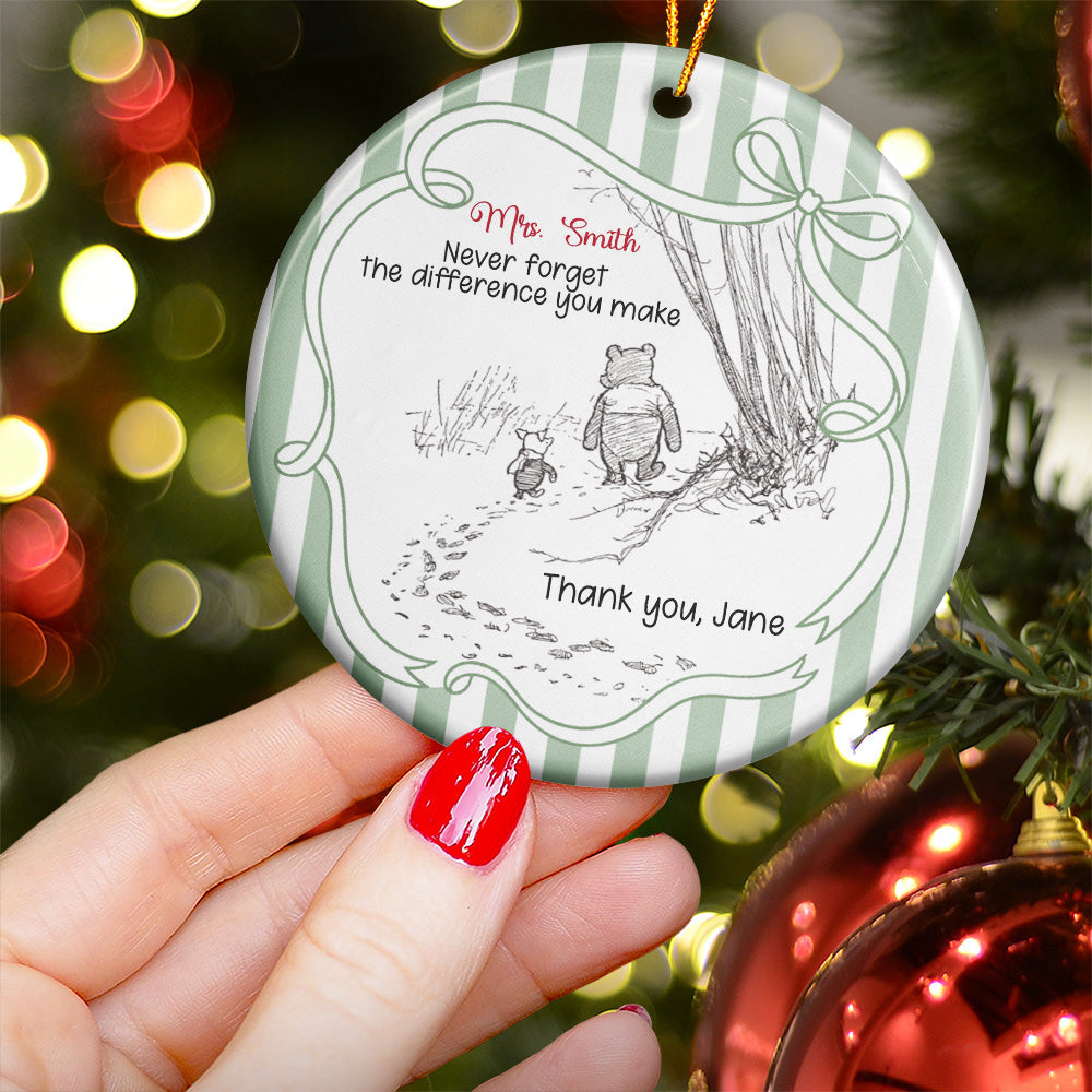 Never Forget The Difference You Make Christmas Gifts Striped Pattern - Personalized Ornament