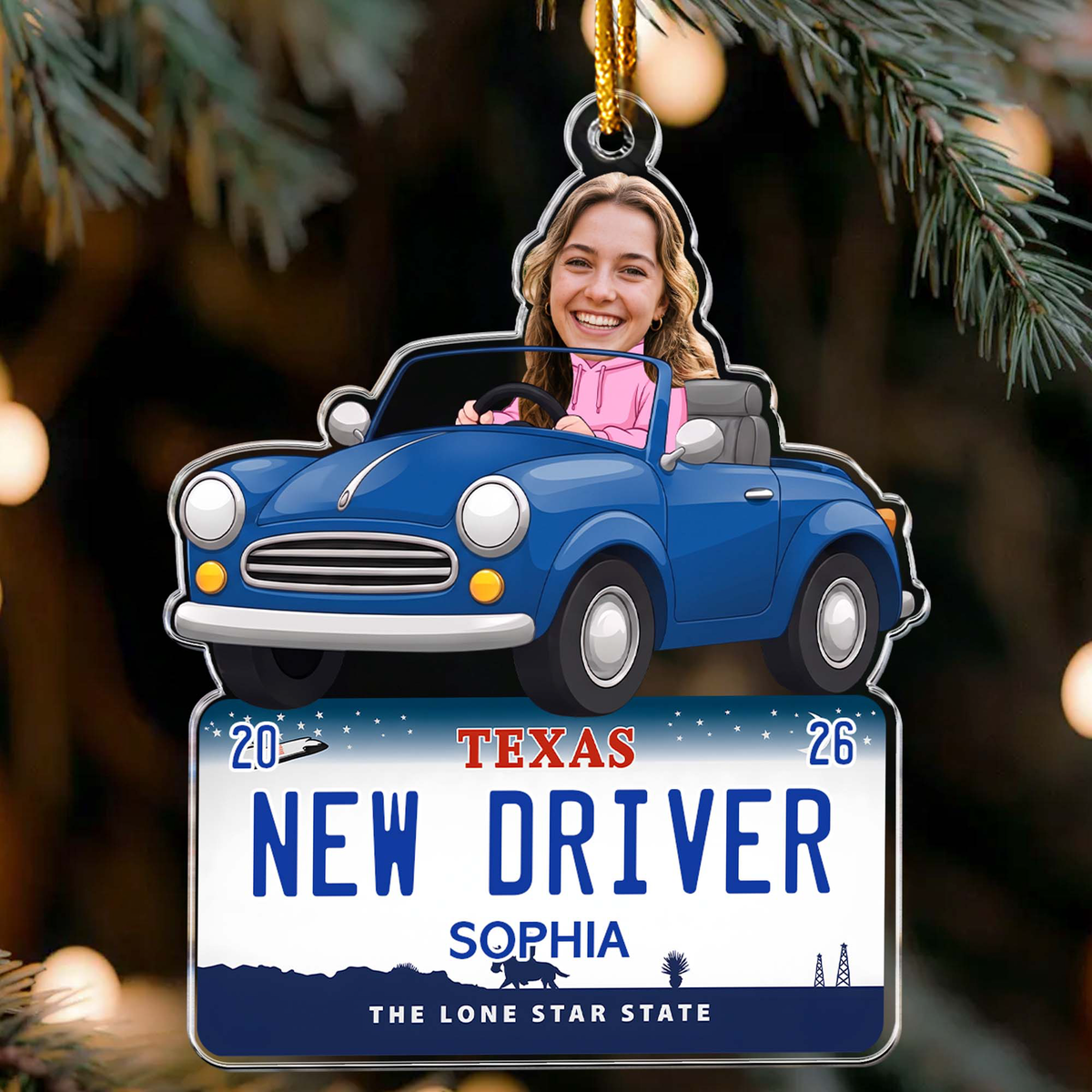 New Driver Custom State Car Plate First Teenager Car Gift - Personalized Ornament