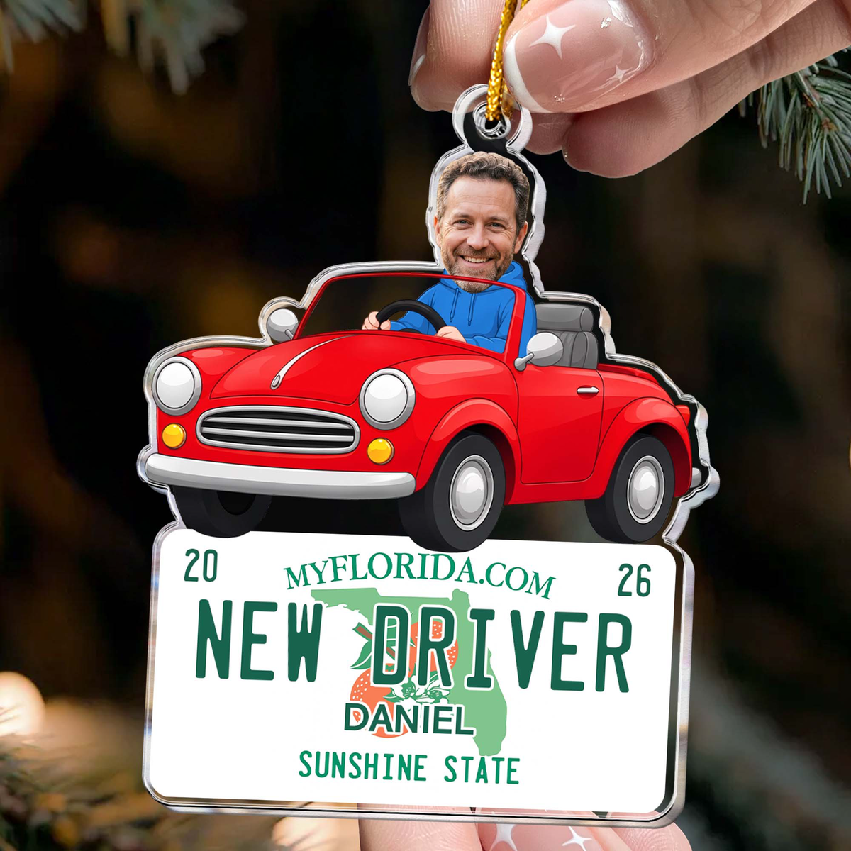 New Driver Custom State Car Plate First Teenager Car Gift - Personalized Ornament