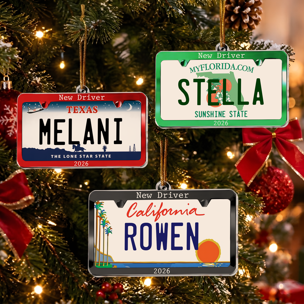 New Driver Custom State Car Plate Ornament, First Teenager Car Gift - Personalized Ornament