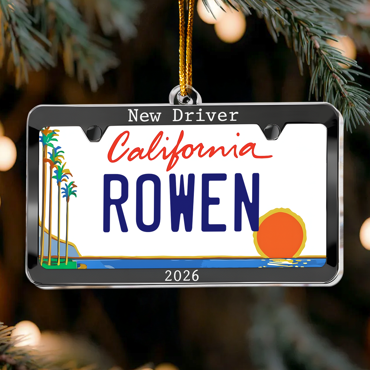 New Driver Custom State Car Plate Ornament, First Teenager Car Gift - Personalized Ornament