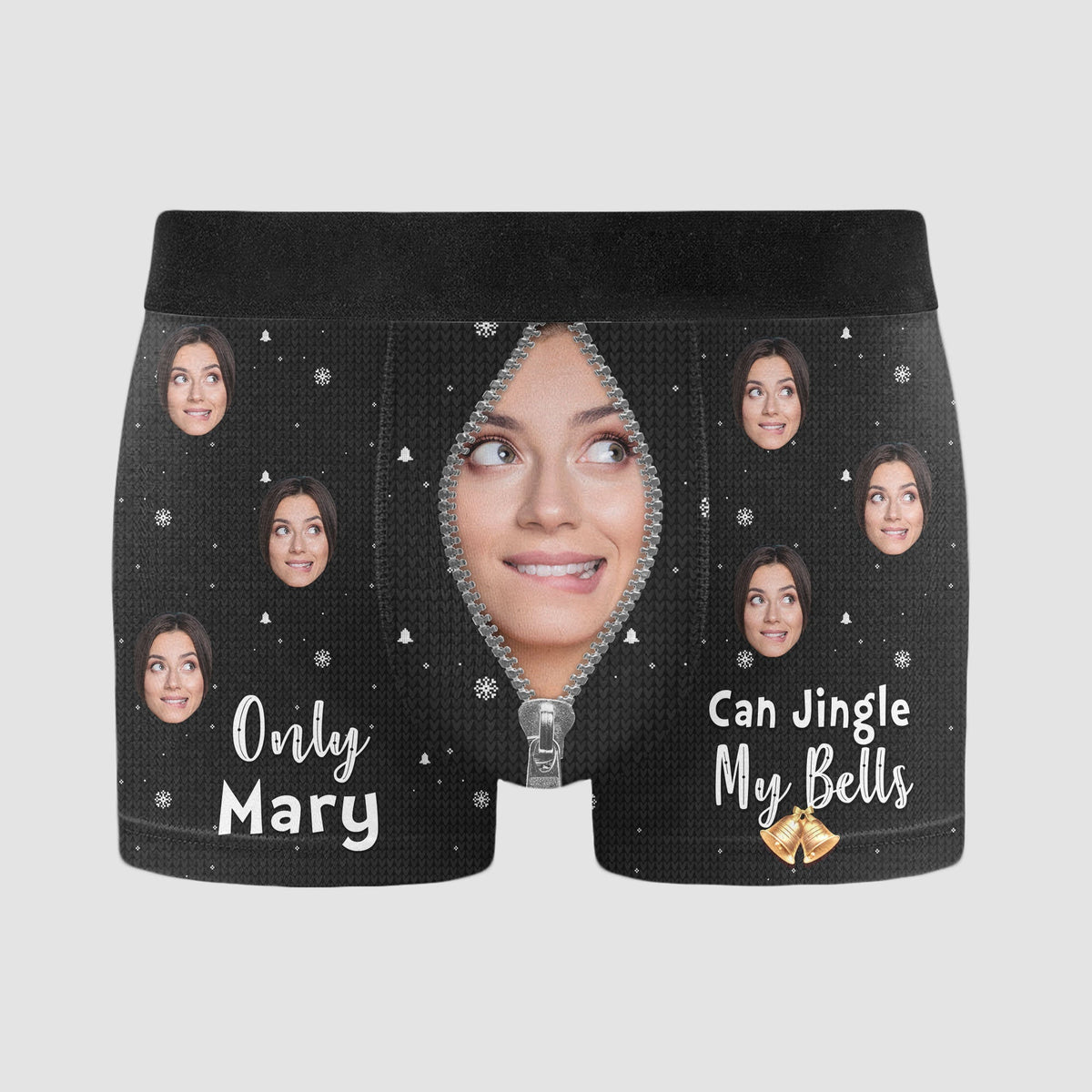 Only Wife Can Jingle My Bells - Personalized Photo Men's Boxer Briefs - Gift For Husband