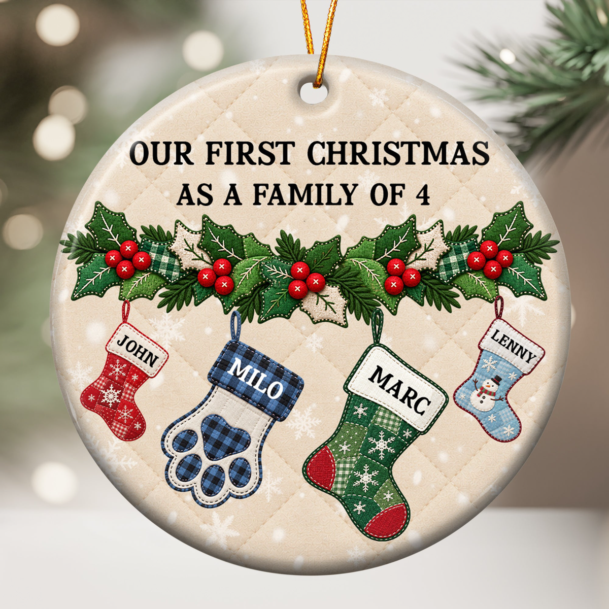 Our First Christmas As A Family Stocking - Personalized Ornament