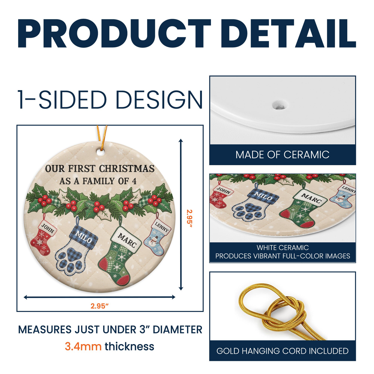 Our First Christmas As A Family Stocking - Personalized Ornament