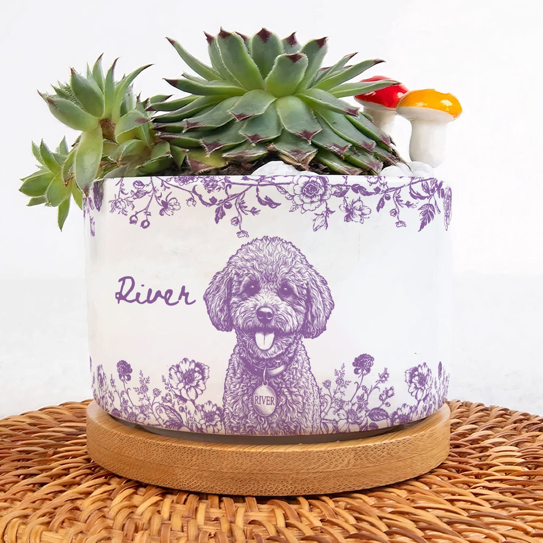 Pet Memorial Planter, Sketch Line Art Pet Photo Planter, Pet Loss Gift - Personalized Plant Pot