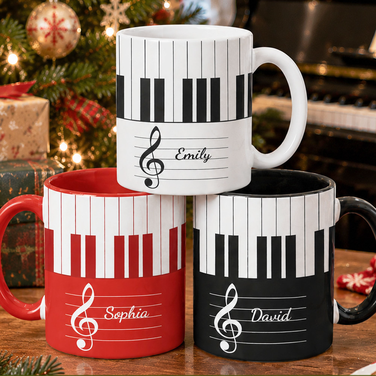 Piano, Keyboard Music Custom Name, Gift For Musician, Pianist, Composers - Personalized Mug