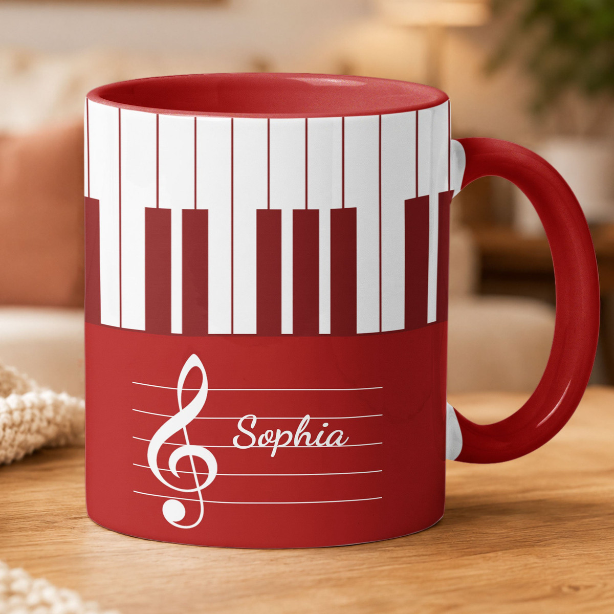 Piano, Keyboard Music Custom Name, Gift For Musician, Pianist, Composers - Personalized Mug
