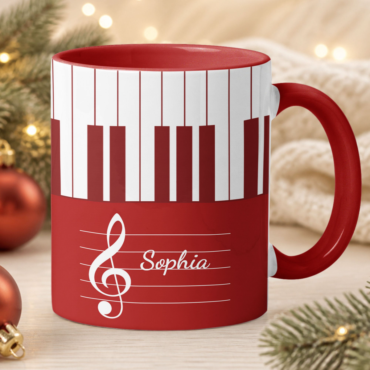 Piano, Keyboard Music Custom Name, Gift For Musician, Pianist, Composers - Personalized Mug