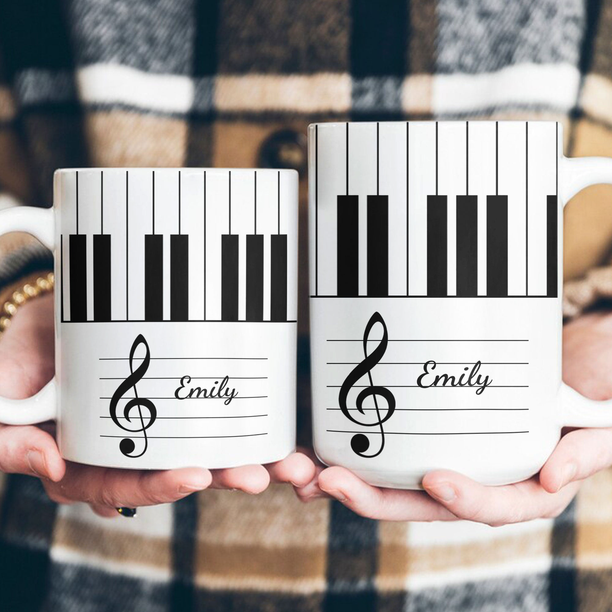 Piano, Keyboard Music Custom Name, Gift For Musician, Pianist, Composers - Personalized Mug