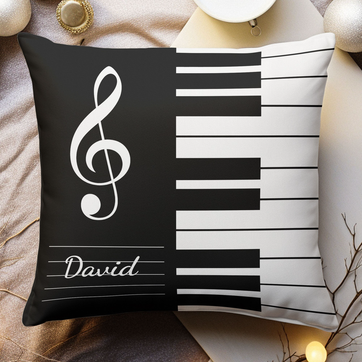 Piano, Keyboard Music Custom Name, Gift For Musician, Pianist, Composers - Personalized Pillow