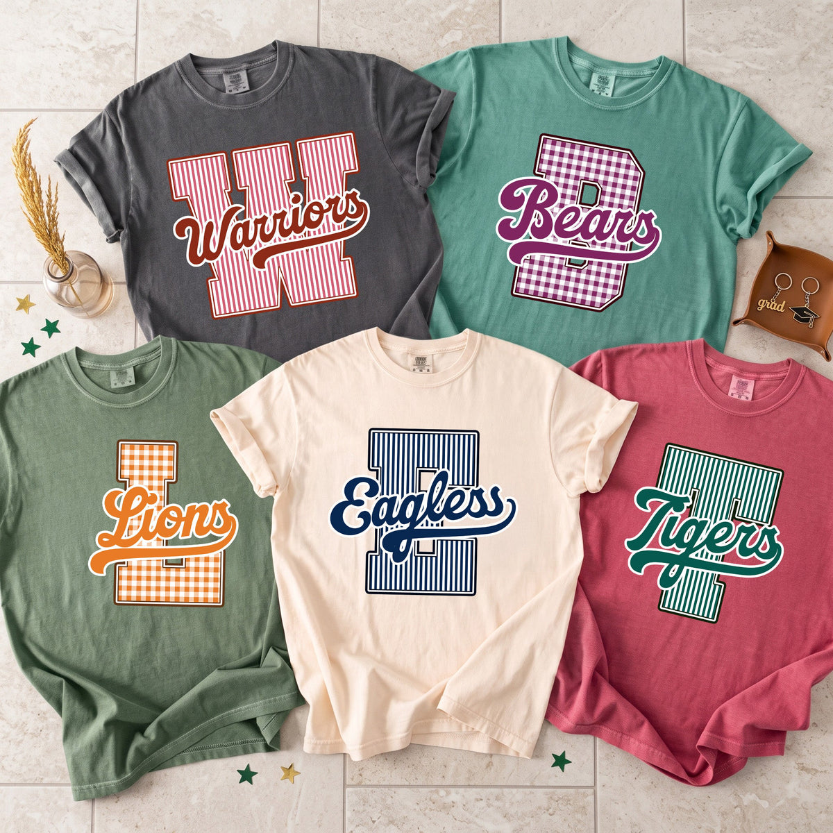 School Inital Gingham Pattern - Personalized Shirt