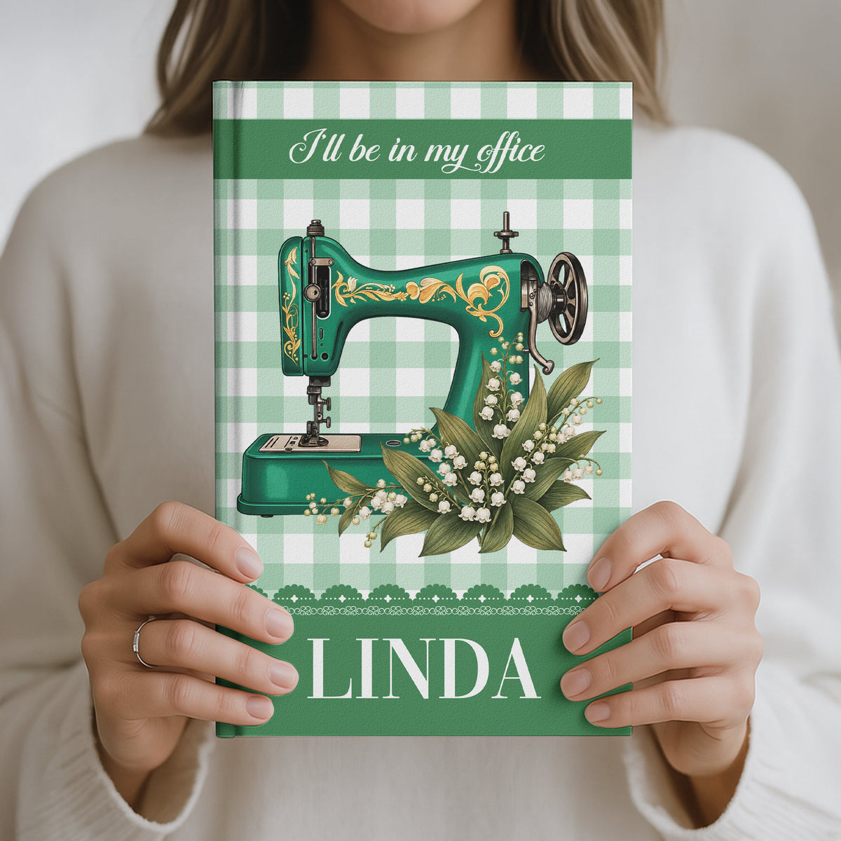 Sewing Journal, Custom Sewing Machine & Birth Flowers Gift For Sewing Lover , Tailors - Personalized Journal
