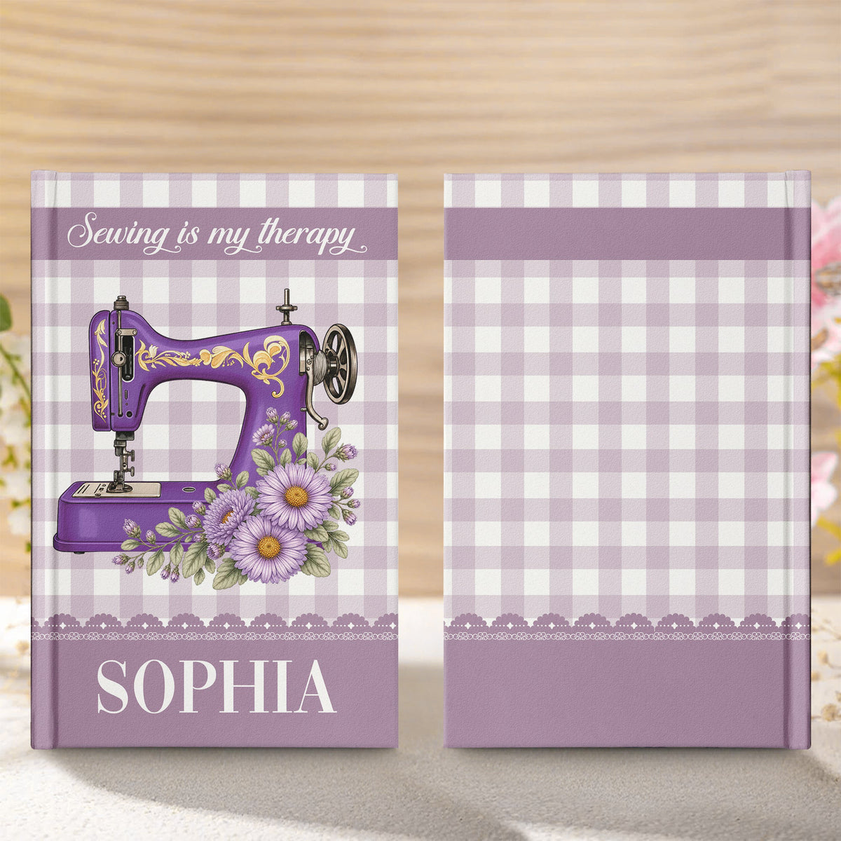 Sewing Journal, Custom Sewing Machine & Birth Flowers Gift For Sewing Lover , Tailors - Personalized Journal