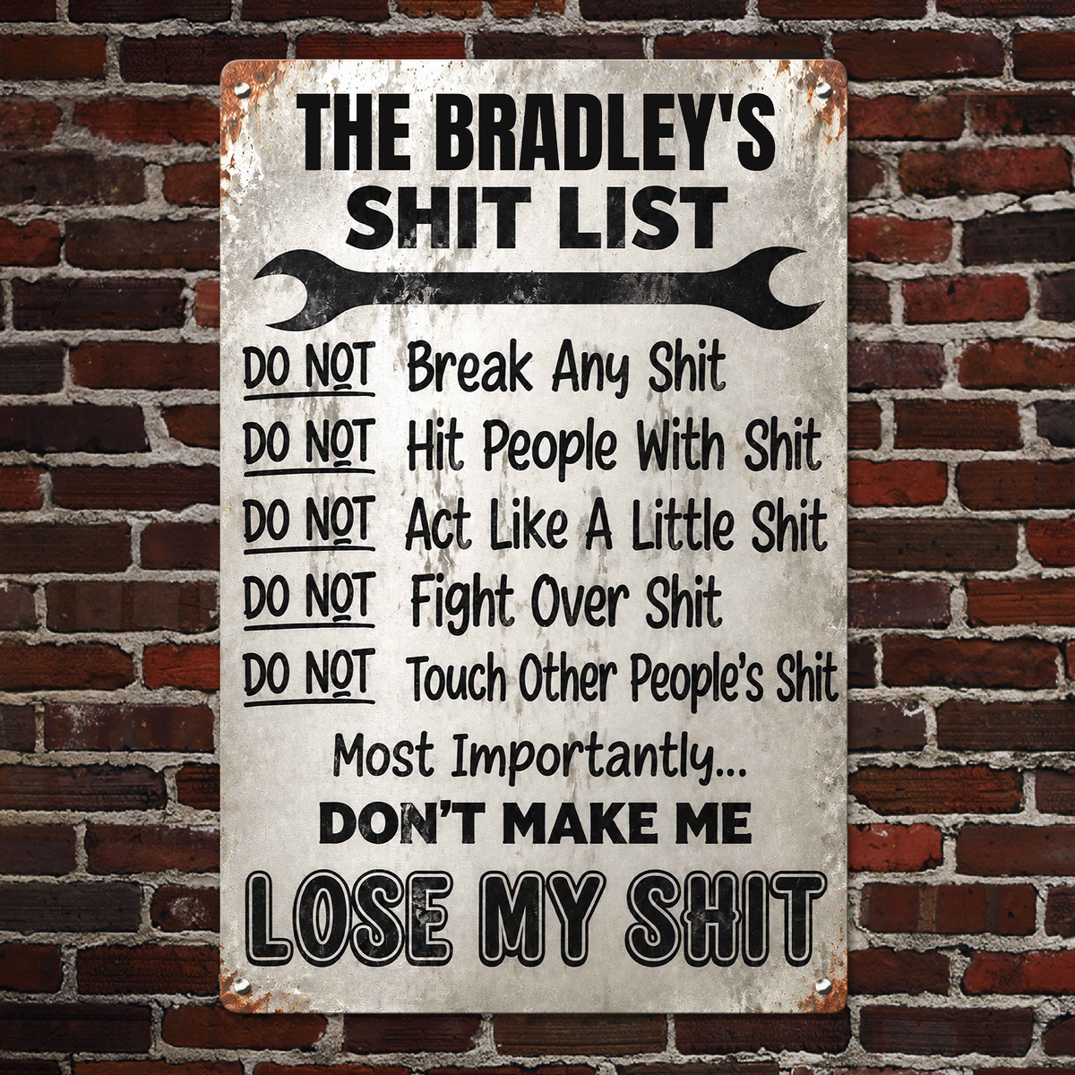 Sht List - Funny Sign For Men Cave, Women Cave - Gift For Mom, Dad - Personalized Metal Sign