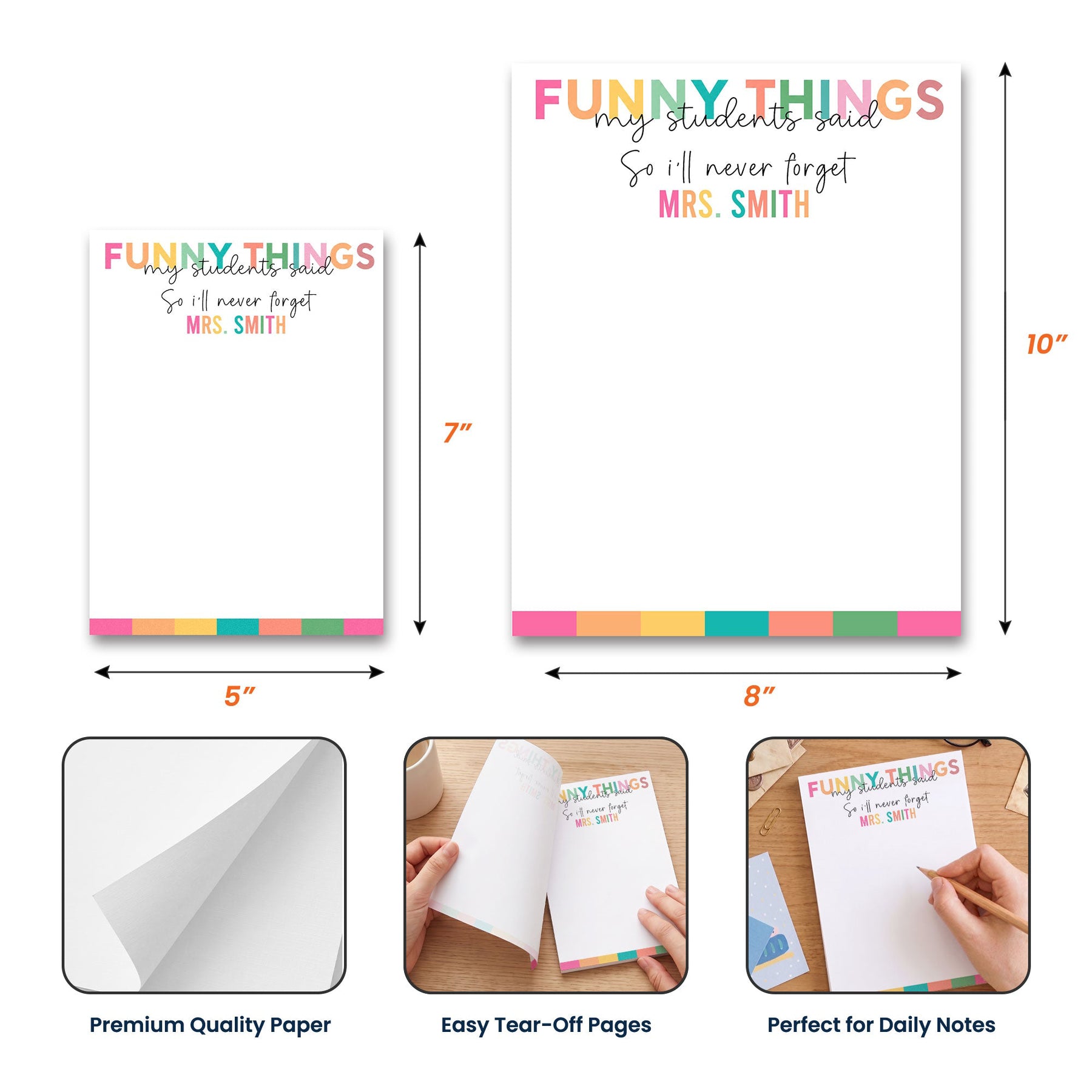 Teacher Note Thank You End Of Year Gift - Personalized Notepad