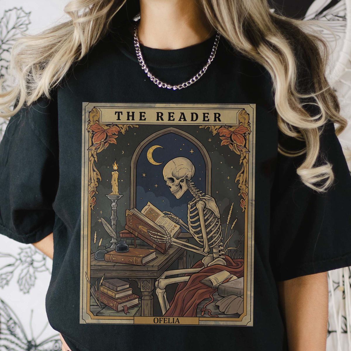 The Reader Tarot Card, Skeleton Reading Book - Personalized Shirt