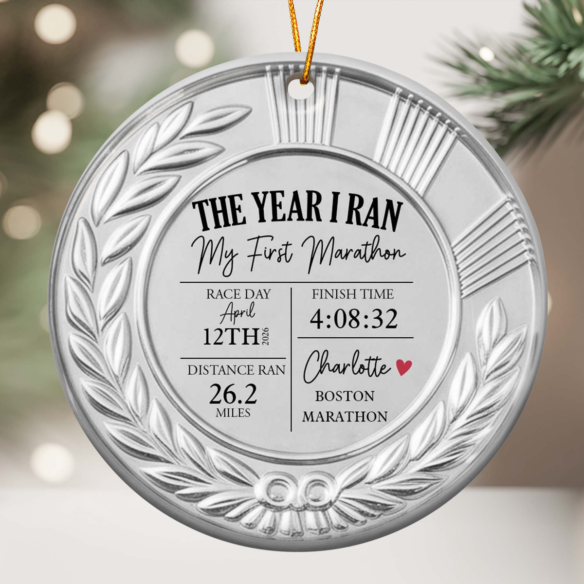 The Year I Ran My First Marathon - Personalized Ornament