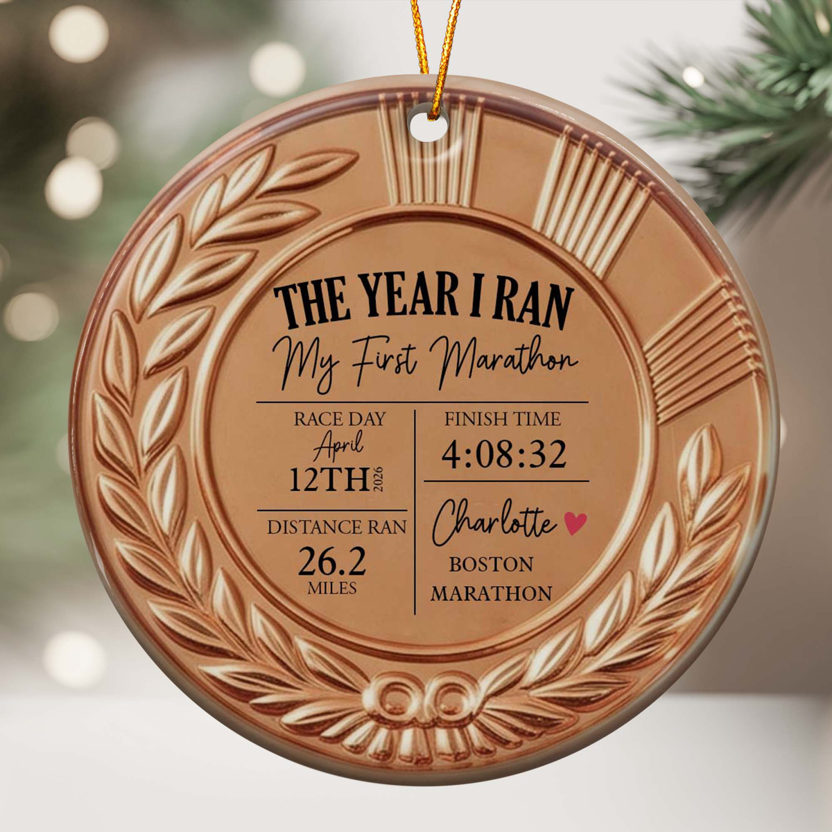 The Year I Ran My First Marathon - Personalized Ornament