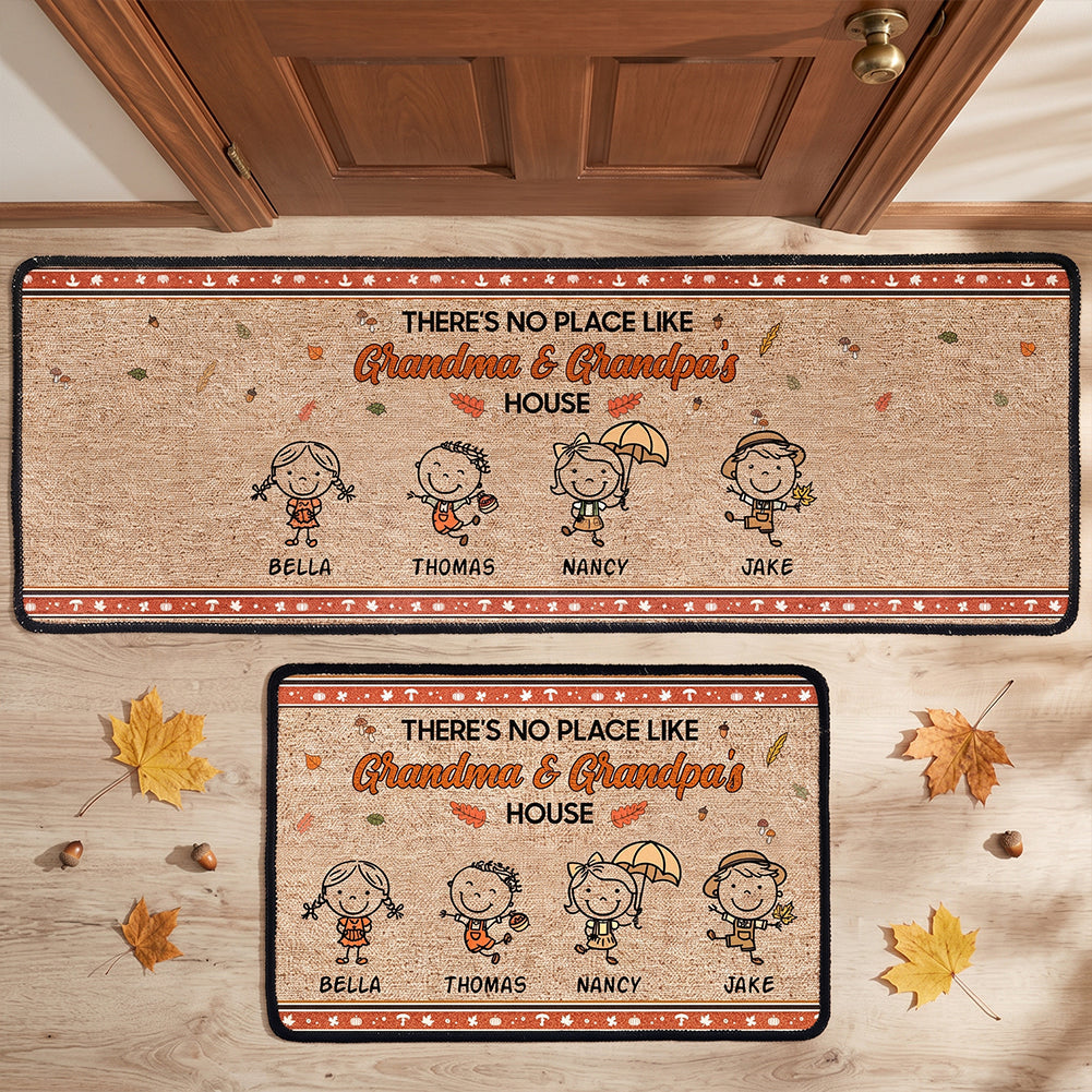 There's No Place Like Grandma & Grandpa's Doodle - Personalized Runner Rug