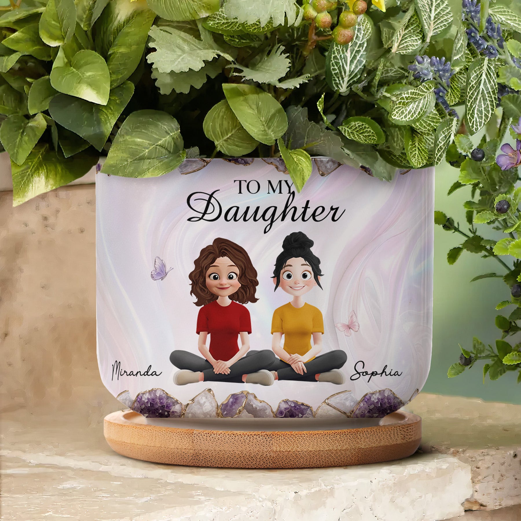 To My Daughter Gift For Daughter, Granddaughter, Flower Lover - Personalized Plant Pot