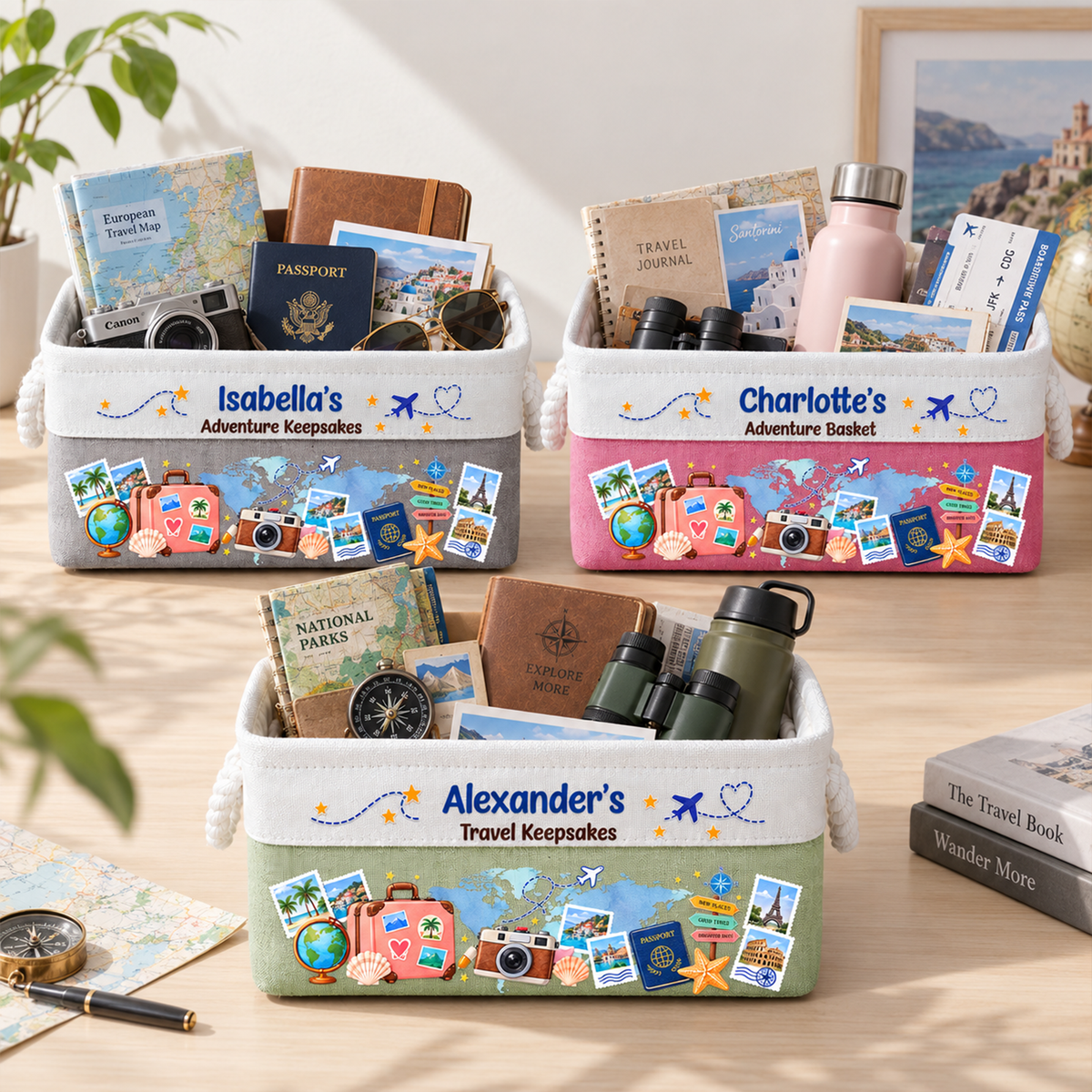 Traveling Memories Adventure Basket, Souvenir & Essentials - Personalized Storage Basket