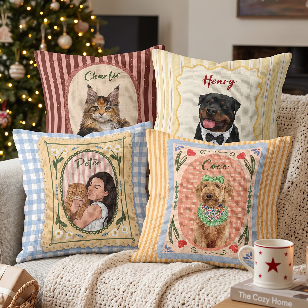 Turn Pet's Photo Into Artwork - For Dog Mom, Cat Mom Woven - Personalized Pillow Cover