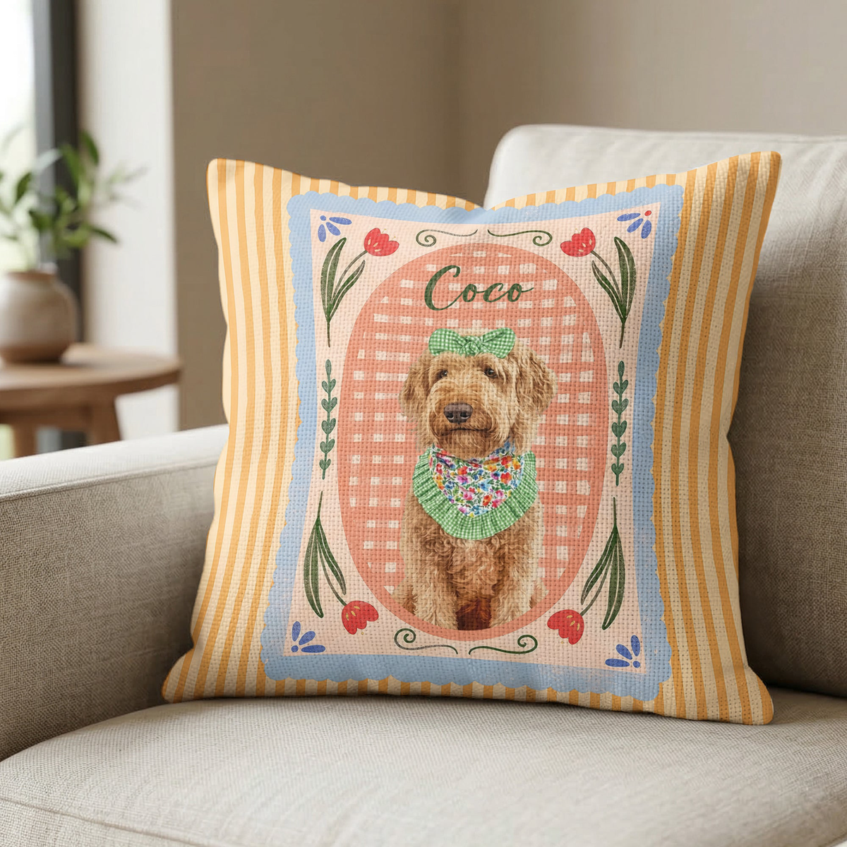 Turn Pet's Photo Into Artwork - For Dog Mom, Cat Mom Woven - Personalized Pillow Cover