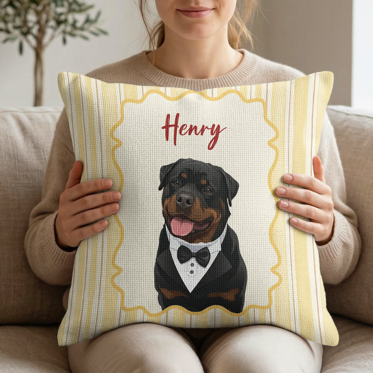 Turn Pet's Photo Into Artwork - For Dog Mom, Cat Mom Woven - Personalized Pillow Cover