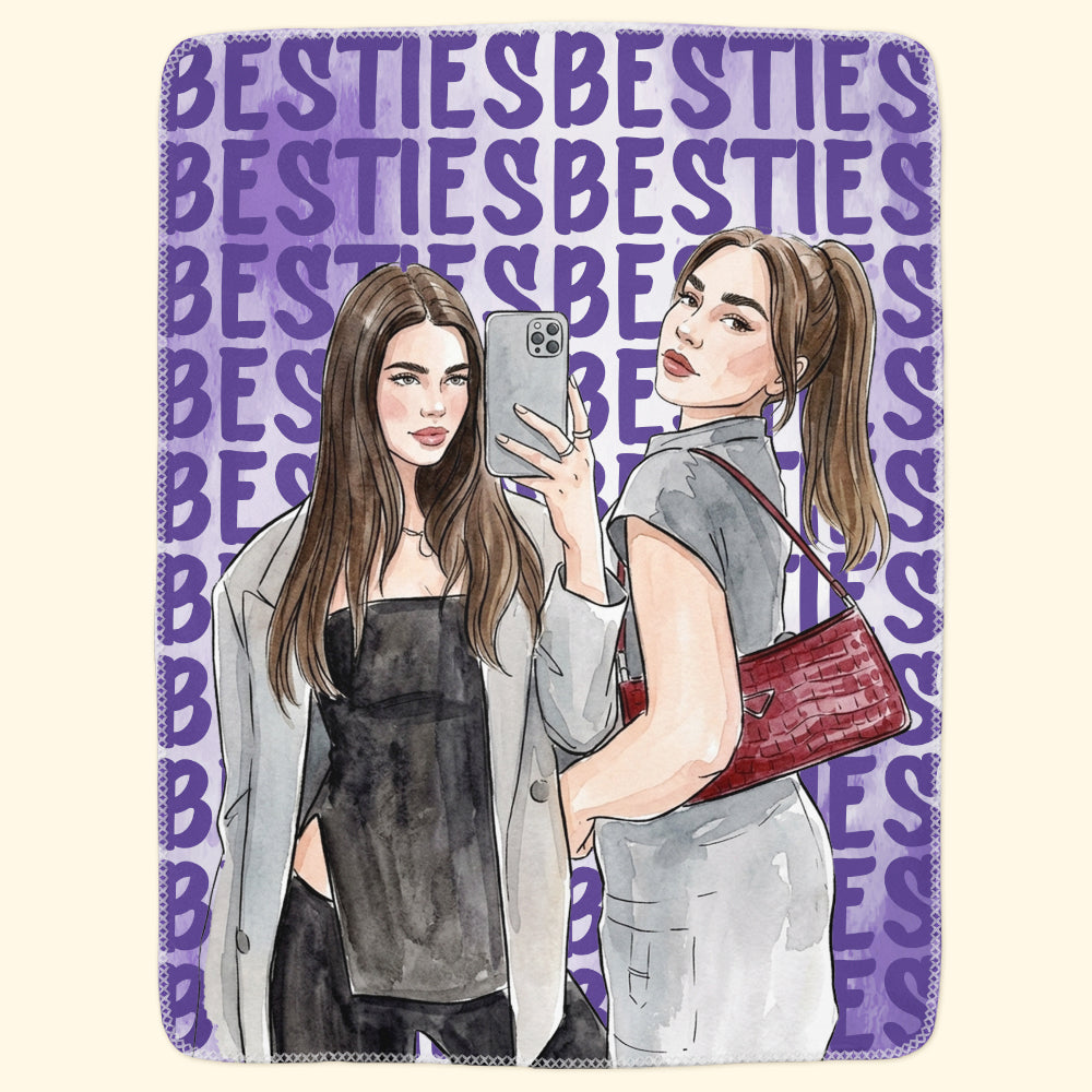 Turn Photo Into Art - Friendship Best Btches Thank You Gifts - Personalized Blanket