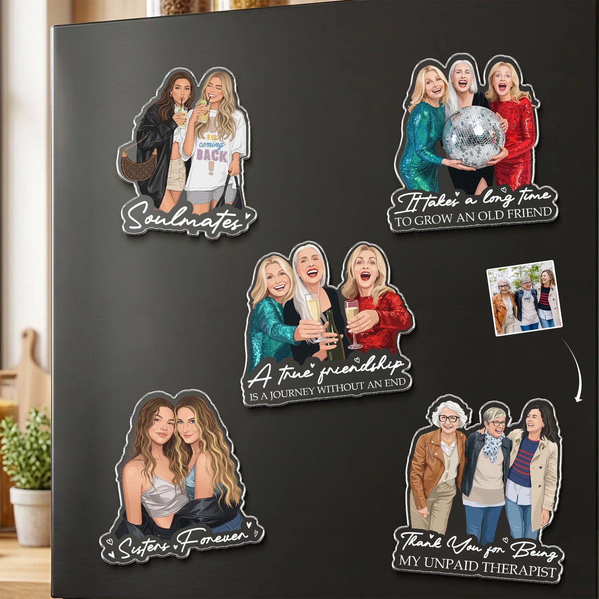 Turn Photo Into Art Friendship Gifts - A True Friendship Is A Journey Without An End - Personalized Magnet