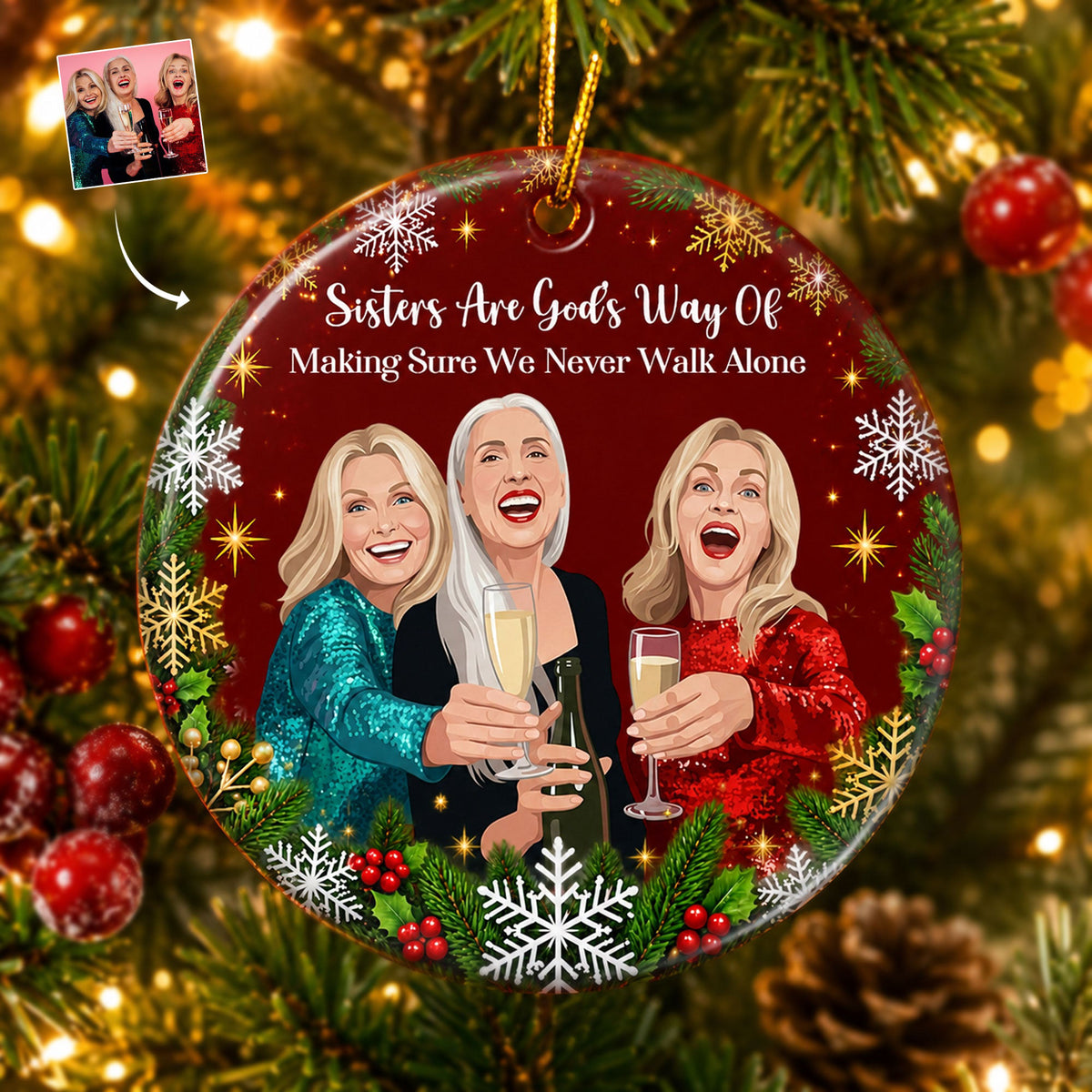 Turn Your Photo Into Art - Thank You Friendship Christmas Gifts - Personalized Ornament