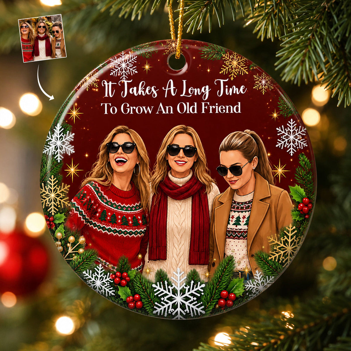 Turn Your Photo Into Art - Thank You Friendship Christmas Gifts - Personalized Ornament