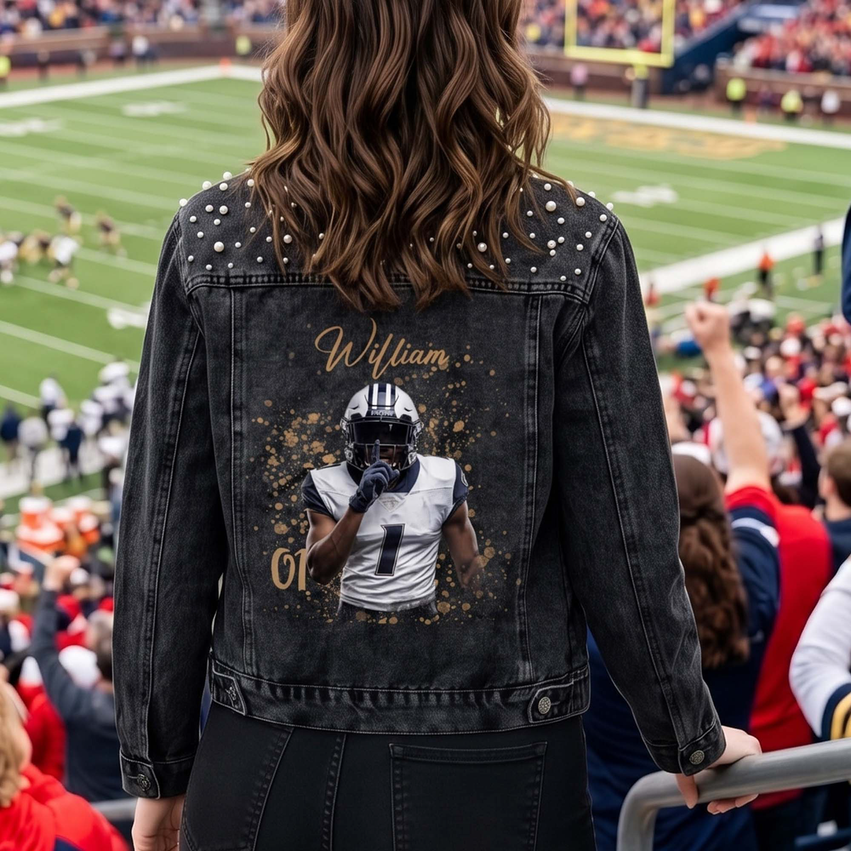 Upload Photo Bootleg Style - For Sport Lovers, Girlfriend - Personalized Denim Jacket