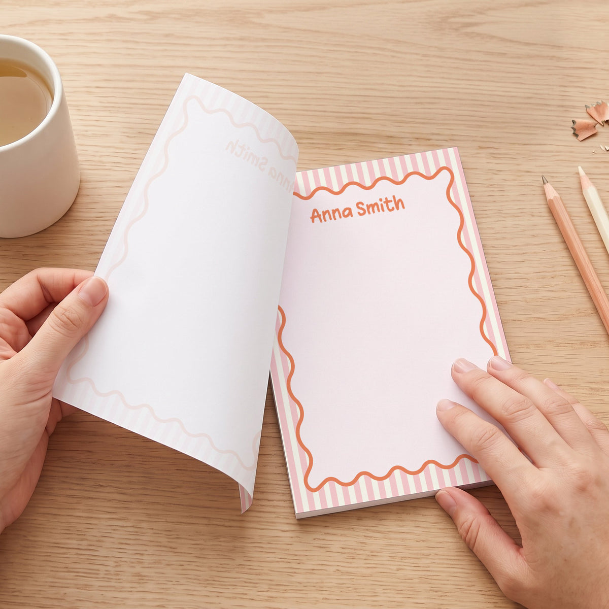 Wavy Border Custom Name For Coworker, Friends, Her - Personalized Notepad