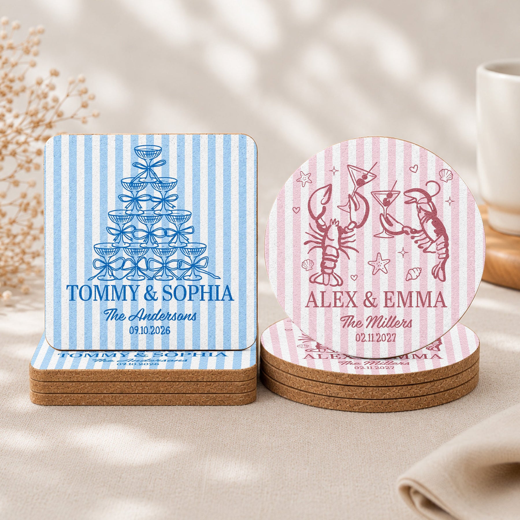Wedding Decorations & Favors Custom Couple's Names New Version - Personalized Coasters