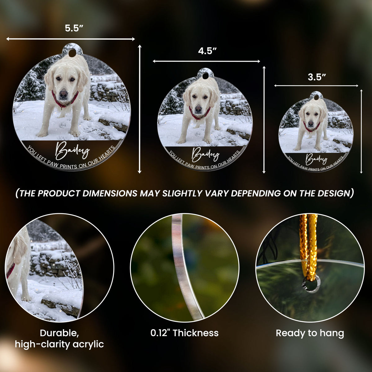 You Left Paw Prints On Our Hearts Custom Photo Pet Loss Christmas Gifts - Personalized Ornament
