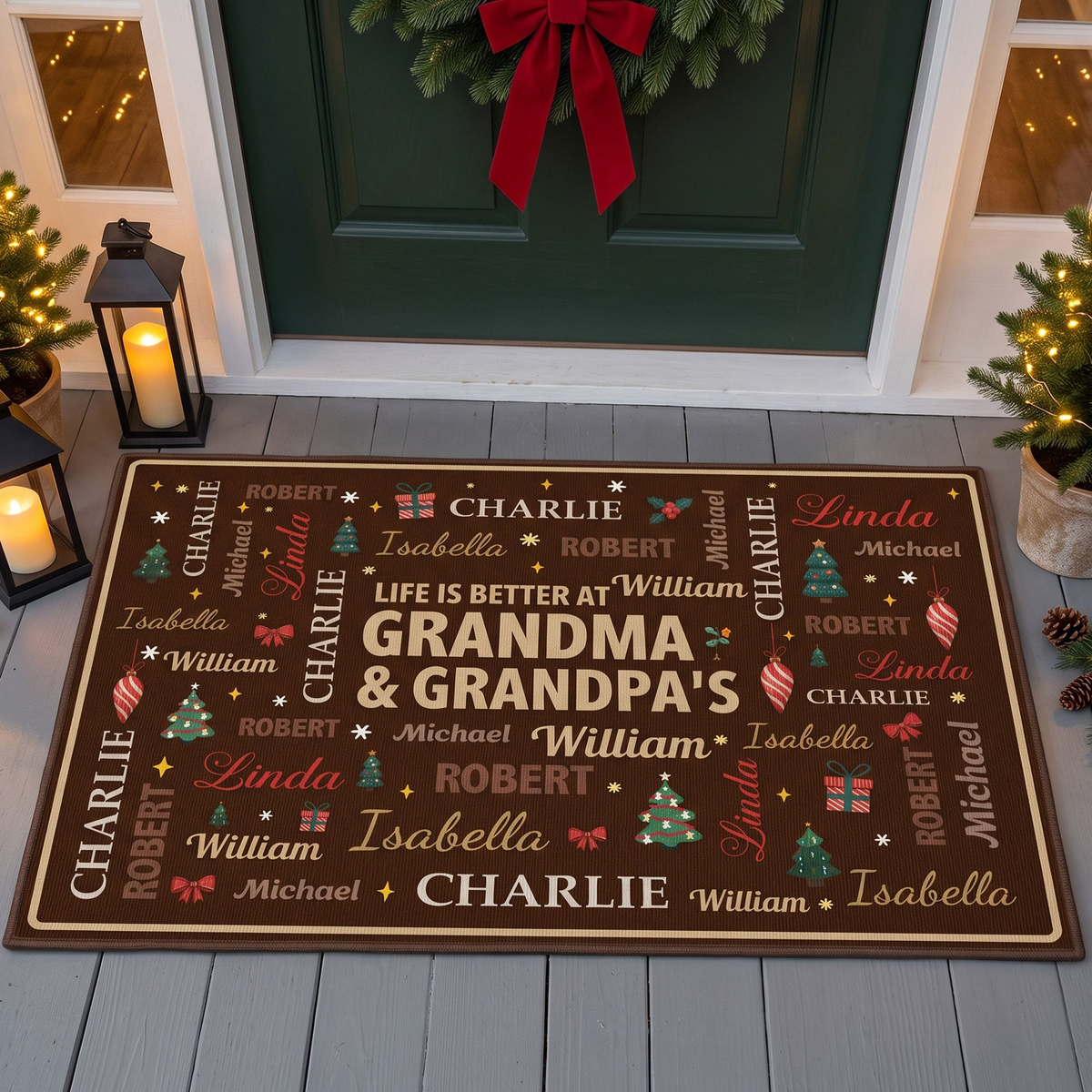 Grandkids Spoiled Here - Customize With Kids Names - Personalized Doormat
