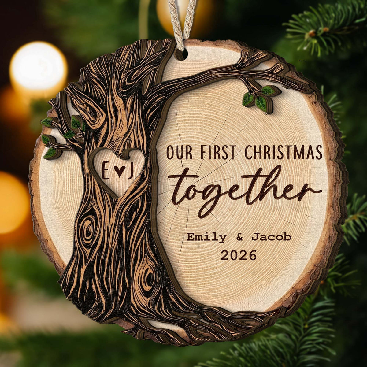 1st Christmas As Mr & Mrs Christmas Couple Gifts 2 Layers Ornament - Personalized Ornament