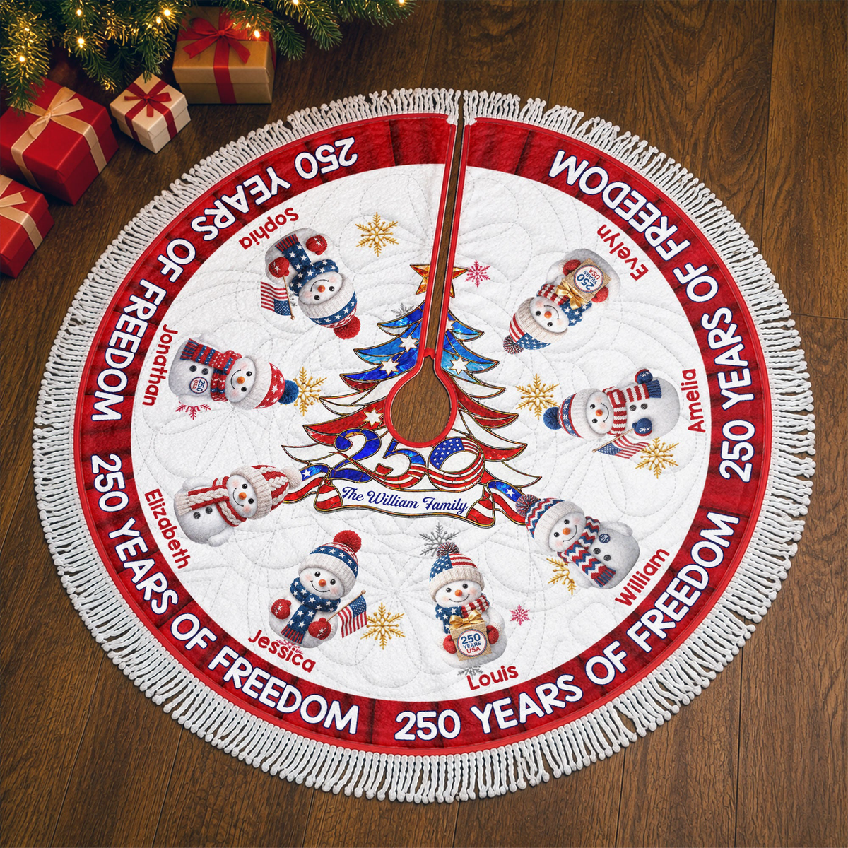 America 250Th Anniversary Family Christmas Tree Decor - Personalized Tree Skirt
