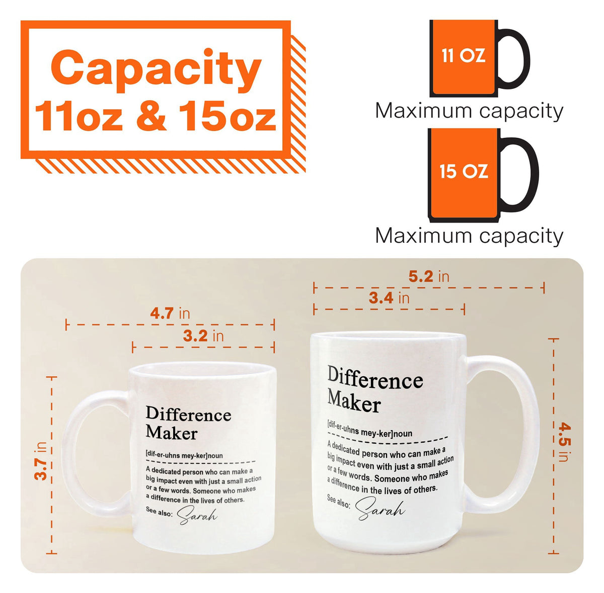 Corporate Gifts Thank You Mug - Difference Maker - Mentor Appreciation For Coworkers, Family, Leader, Boss - Personalized Mug