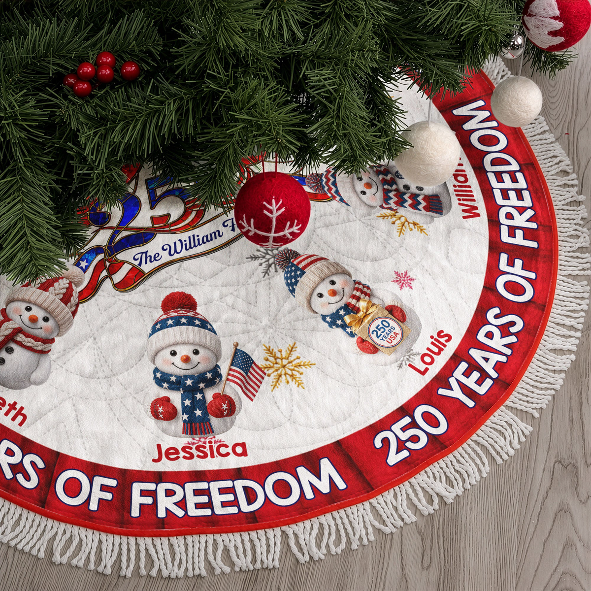 America 250Th Anniversary Family Christmas Tree Decor - Personalized Tree Skirt