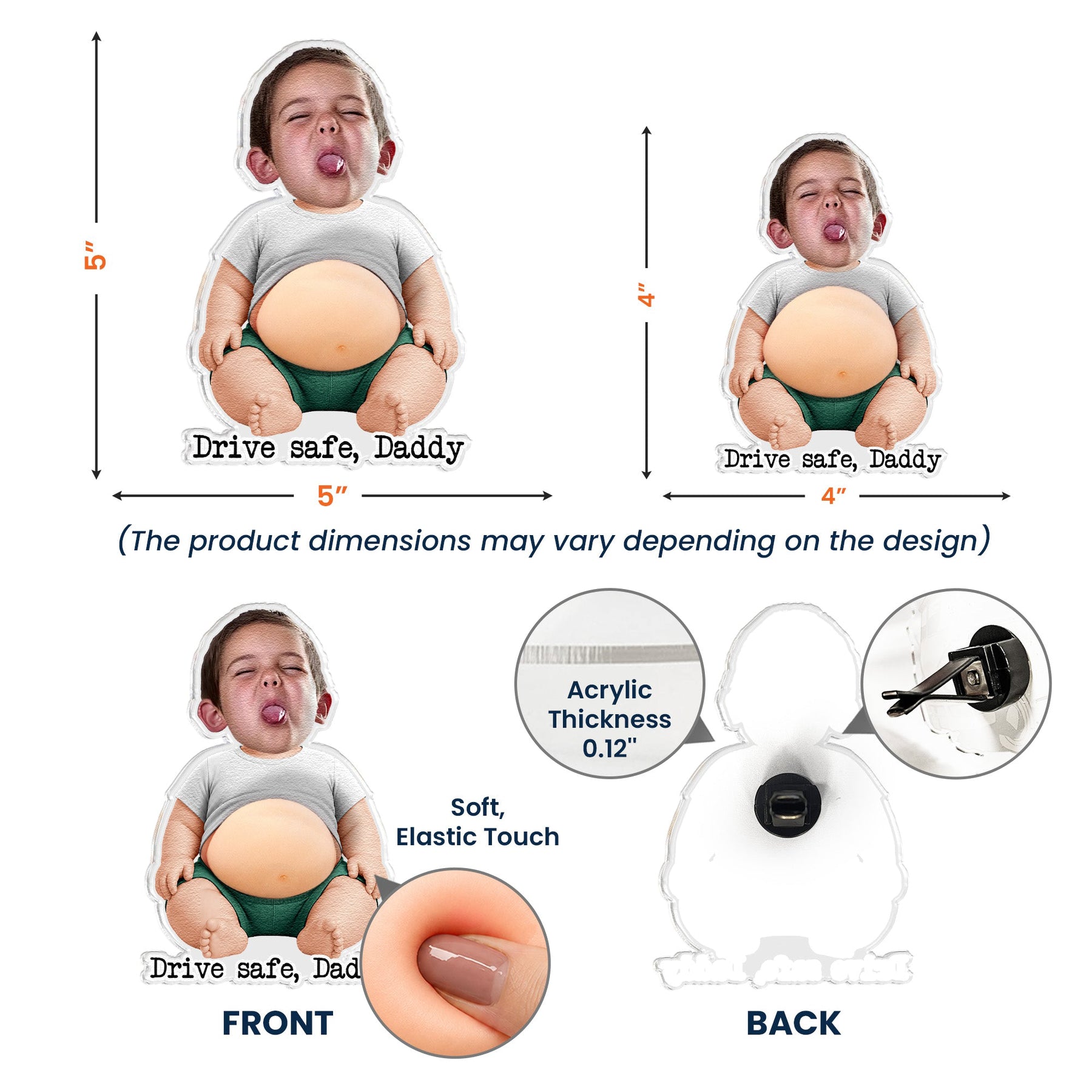 3D Cute Squishy Kid & Baby - Custom Face - Personalized Car Vent Clip