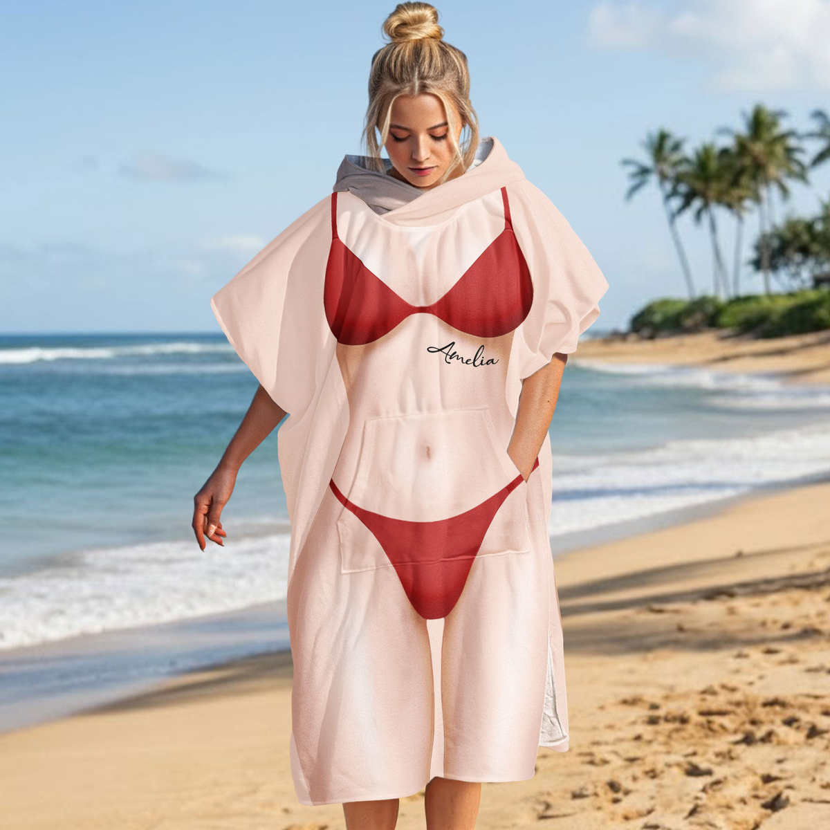 3D Sexy Bikini Funny - Personalized Beach Towel